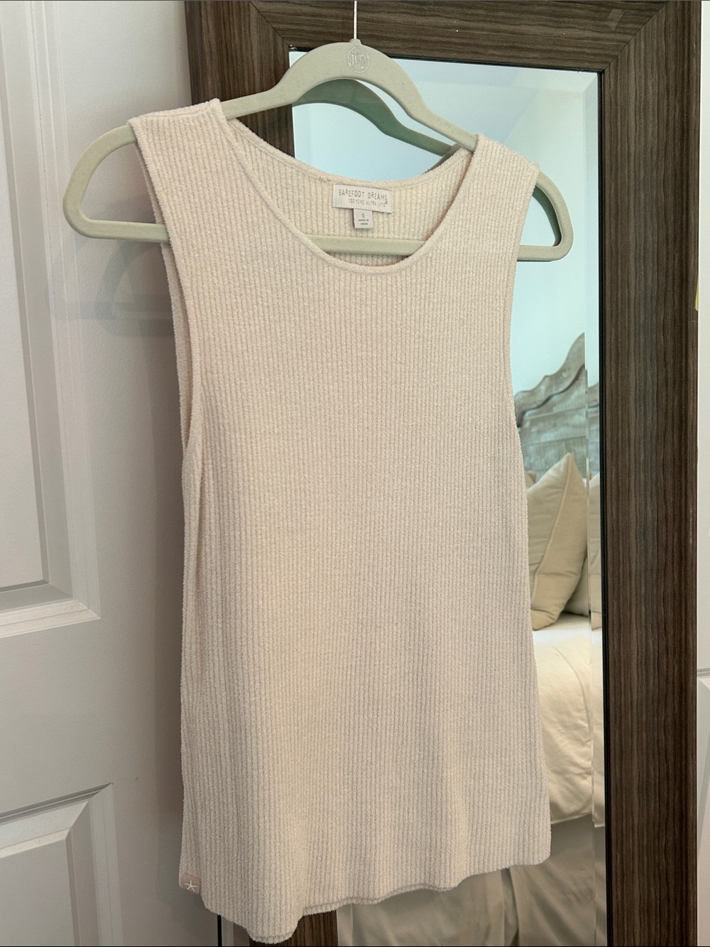 Barefoot Dreams Cream Ribbed Sleeveless Tank